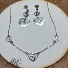 Сребърен комплект "Сърца в сърца" S-282